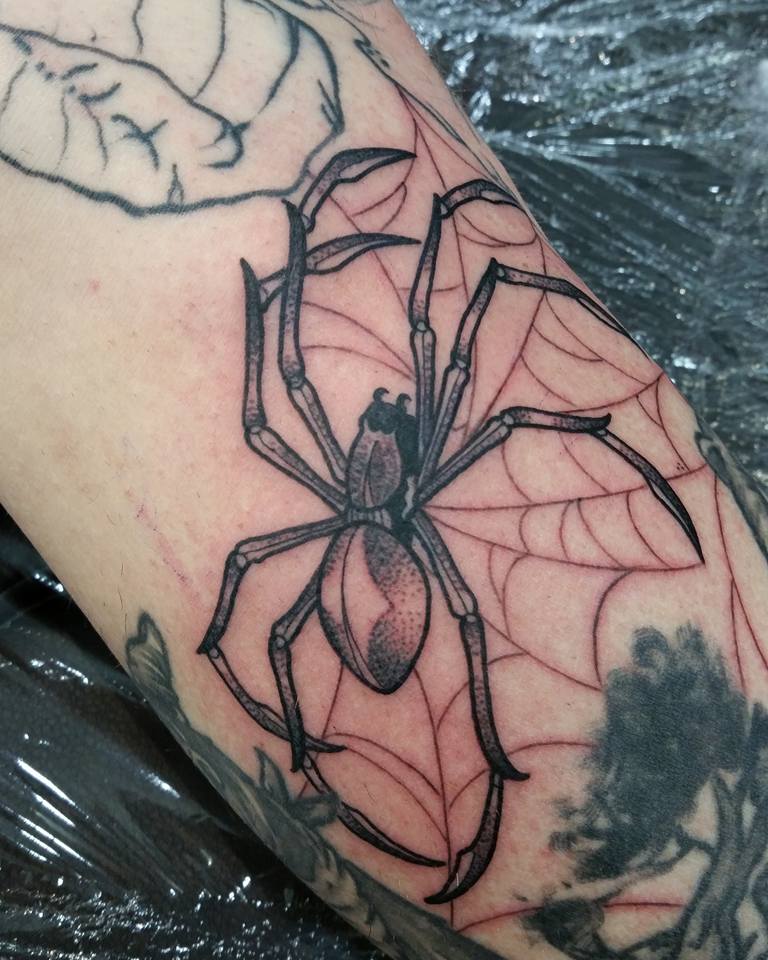Long Legged Red Spider Tattoo Idea