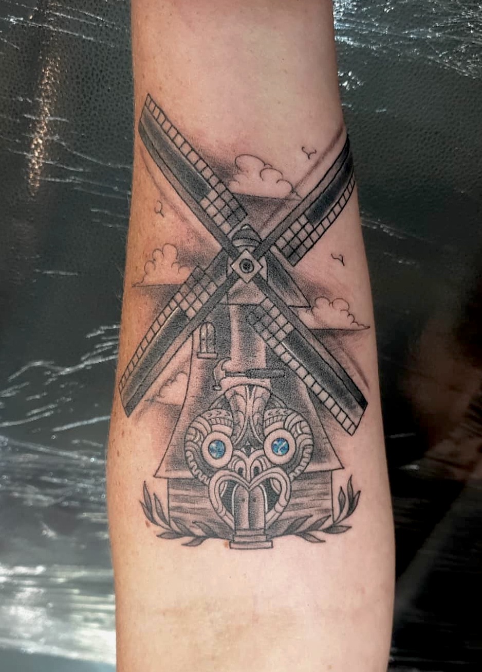 Traditional Ductch Windmill Tattoo by Adam Lauricella TattooNOW